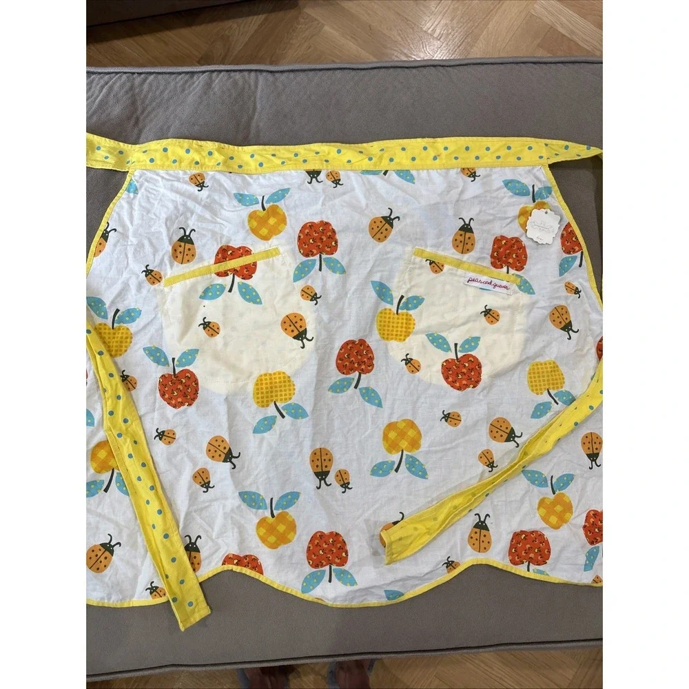 Anthropologie Apples Ladybugs Half Adult Apron Polka Dots Pockets NEW